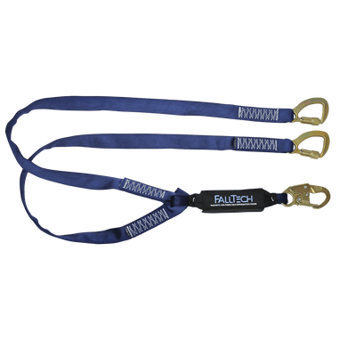 FallTech 6' WrapTech Energy Absorbing Lanyard Double-leg with Steel 5k Tie-back Carabiners - 8241Y