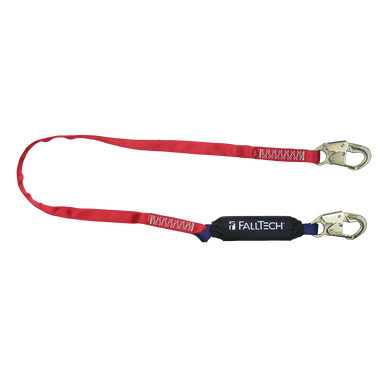 FallTech 6' Ironman 12' free fall Energy Absorbing Lanyard Single-leg with Steel Snap Hooks - 8247B