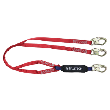 FallTech 6' Ironman 12' free fall Energy Absorbing Lanyard Double-leg with Steel Snap Hooks - 8247BY