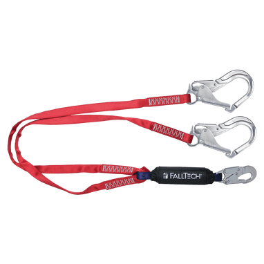 FallTech 6' Ironman 12' free fall Energy Absorbing Lanyard Double-leg with Aluminum Connectors - 8247BY3A