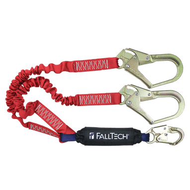 FallTech 6' Ironman 12' free fall Elasticated Energy Absorbing Lanyard Double-leg with Steel Connectors - 8247EY3