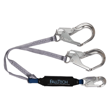 FallTech 4' ViewPack Energy Absorbing Lanyard Double-leg with Aluminum Connectors - 8260734A