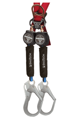FallTech 6' Mini Twin-Leg Personal SRL with Steel Rebar Hooks Includes Steel Dorsal Connecting Carabiner - 72706TB3