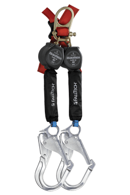 FallTech 6' Mini Twin-Leg Personal SRL with Aluminum Rebar Hooks Includes Triple-Lock Steel Dorsal Connector - 72706TH5