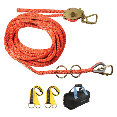 FallTech 100' Temporary Rope HLL System; 2-person Hollow-core Polyester Rope - 770001