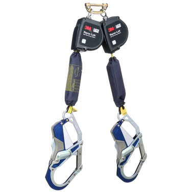 3M DBI-SALA 9 ft. Class 1  Nano-Lok XL Twin-Leg Self-Retracting Lifeline with Comfort Grip Hooks - 3100616