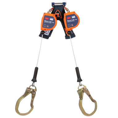 3M DBI-Sala 8 ft. Class 2 Nano-Lok Edge Twin-Leg Personal Self Retracting Lifeline w/Steel Rebar Lock Hook - 3500276