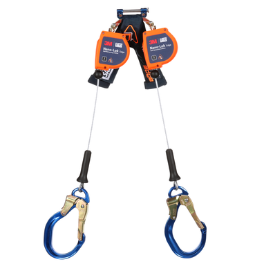 3M DBI-Sala 8 ft. Class 2 Nano-Lok Edge Twin-Leg Personal Self Retracting Lifeline w/Aluminum Rebar Lock Hook - 3500277