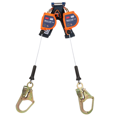 3M DBI-Sala 7.3 ft. Class 2 Nano-Lok Edge Twin-Leg Personal Self Retracting Lifeline w/Steel Rebar Hook - 3500278