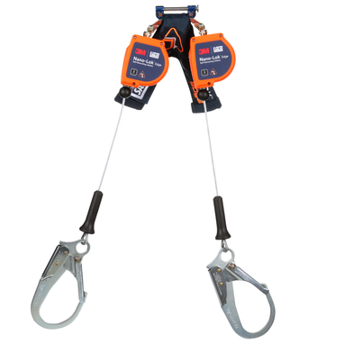 3M DBI-Sala 7 ft. Class 2 Nano-Lok Edge Twin-Leg Personal Self Retracting Lifeline w/Steel Rebar Hook - 3500284