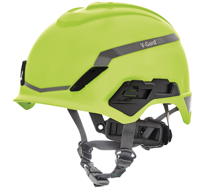 MSA V-Gard H1 Safety Helmet - No Vent -  Hi-Viz Yellow/Green - Fas-Trac III Pivot Suspension - 10194796