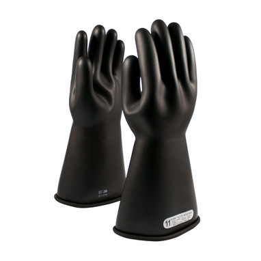 NOVAX Insulating Gloves Class 1 Rubber Glove w/Straight Cuff - 14" - Black - 1/PR - 150-1-14