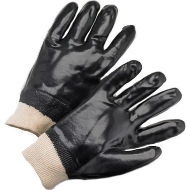 PIP PVC Dipped Glove w/Interlock Liner & Smooth Finish - Knit Wrist - Black - 1/DZ - 330-WC1007