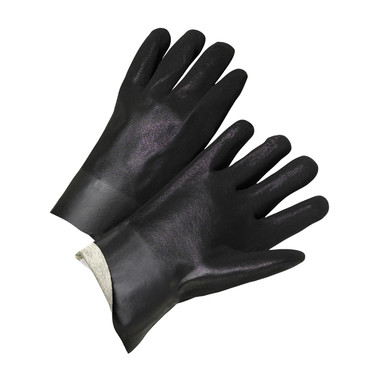 PIP PVC Dipped Glove w/Interlock Liner & Rough S&y Finish  - 10" Length - Black - 1/DZ - 330-WC1017RF