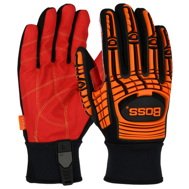 Boss Hi Performance Glove Red PVC Grip Palm & Sp&ex Back  TPR Impact Protection - Orange - 6/PR - 120-MP3120