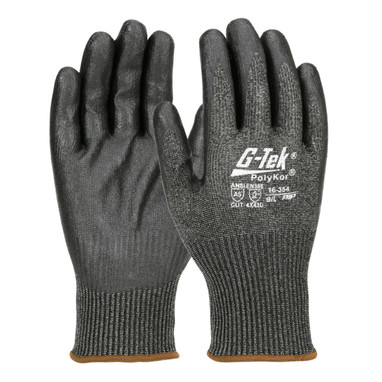 G-Tek PolyKor Seamless Knit Blended Glove w/Nitrile Coated Foam Grip on Palm & Fingers - Black - 1/DZ - 16-354