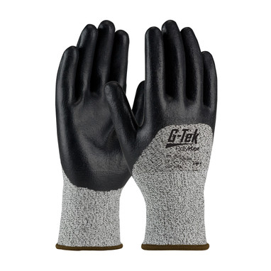 G-Tek PolyKor Seamless Knit Blended Glove w/Nitrile Coated Foam Grip on Palm  Fingers & Knuckles - Salt Pepper - 1/DZ - 16-355