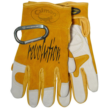 Caiman Premium Cow Grain TIG/MIG Welder's Gloves w/Split Cowhide Back - Hook & Loop Closure - Gold - 6/PR - 1828