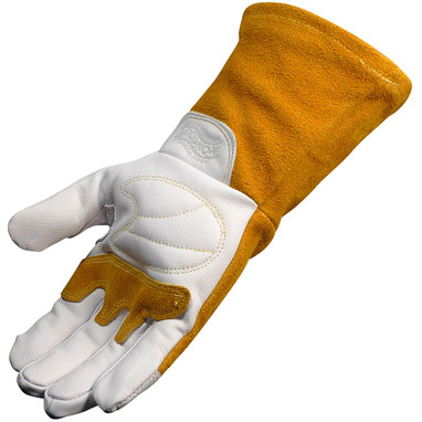 Caiman Premium Goat Grain TIG/MIG Welder's Gloves w/Split Cowhide Back - FR Insulated - Gold - 6/PR - 1868