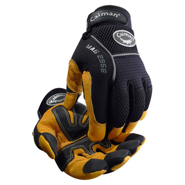 Caiman MAG Multi-Activity Glove w/Padded Grain Leather Palm & Black AirMesh Back - - 6/PR - 2956