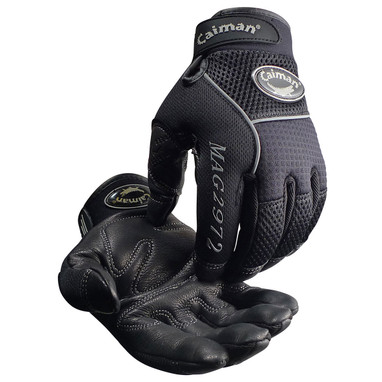 Caiman MAG Multi-Activity Glove w/Premium Deer Grain Leather Padded Palm & AirMesh Back - Black - 6/PR - 2972