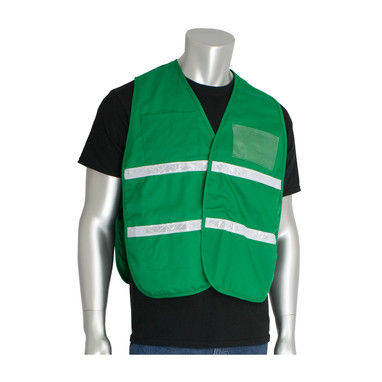PIP Hi-Vis Apparel Non-ANSI Incident Comm& Vest - 100% Polyester - Green - 1/EA - 300-1505