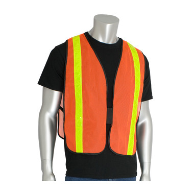 PIP Hi-Vis Apparel Non-ANSI Prismatic Tape Mesh Safety Vest - Orange - 5/EA - 300-EVOR-P