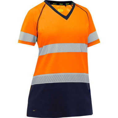 Bisley ANSI Type R Class 2 Women's Short Sleeve T-Shirt w/Navy Bottom - Hi-Vis Orange - 1/EA - 312W1118T