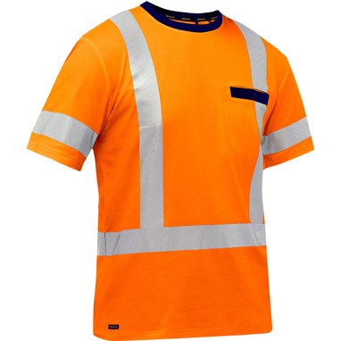 Bisley Hi-Vis Apparel ANSI Type R Class 3 Short Sleeve T-Shirt - Orange - 1/EA - 313M1118H