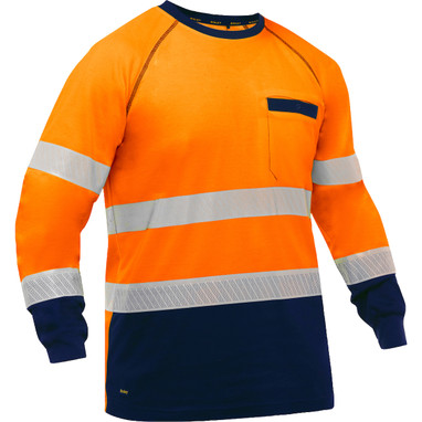 Bisley ANSI Type R Class 3 Long Sleeve Shirt w/Navy Bottom - Hi-Vis Orange - 1/EA - 313M6118T