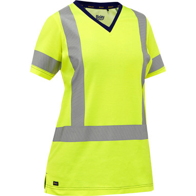 Bisley ANSI Type R Class 2 Women's X-Back Short Sleeve Shirt - Hi-Vis Yellow - 1/EA - 313W1118X