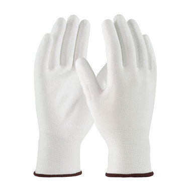 PIP Seamless Knit Polyester Glove w/Polyurethane Coated Flat Grip on Palm & Fingers - White - 1/DZ - 33-115