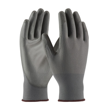 PIP Seamless Knit Polyester Glove w/Polyurethane Coated Flat Grip on Palm & Fingers - Gray - 1/DZ - 33-G115