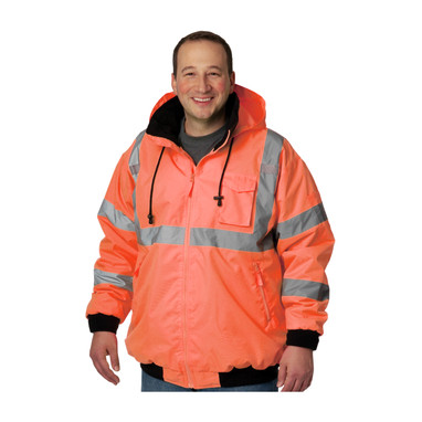 PIP ANSI Type R Class 3 Value Bomber Jacket w/Zip-Out Fleece Liner - Hi-Vis Orange - 1/EA - 333-1762