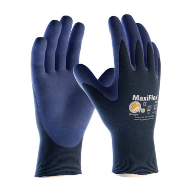 MaxiFlex Elite Ultra Light Weight Seamless Knit Nylon Glove w/Nitrile Coated MicroFoam Grip on Palm & Fingers - Blue - 1/DZ - 34-274