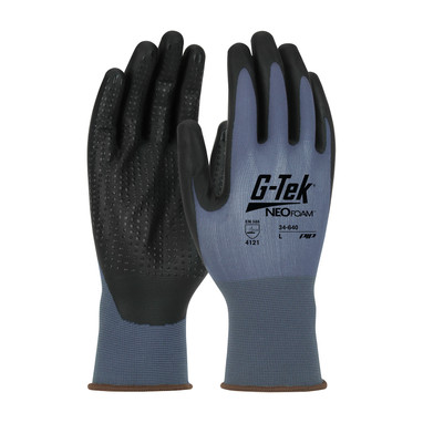 G-Tek NeoFoam Seamless Knit Nylon Glove w/NeoFoam Coated Palm & Fingers - Micro Dotted Grip - Blue - 1/DZ - 34-640