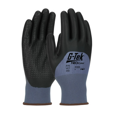 G-Tek NeoFoam Seamless Knit Nylon Glove w/NeoFoam Coated Palm  Fingers & Knuckles - Micro Dotted Grip - Blue - 1/DZ - 34-643