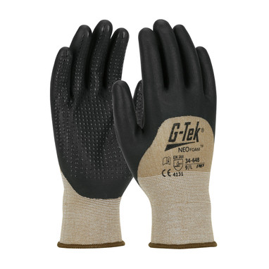G-Tek NeoFoam Seamless Knit Nylon Glove w/NeoFoam Coated Palm  Fingers & Knuckles - Micro Dotted Grip - Brown - 1/DZ - 34-648
