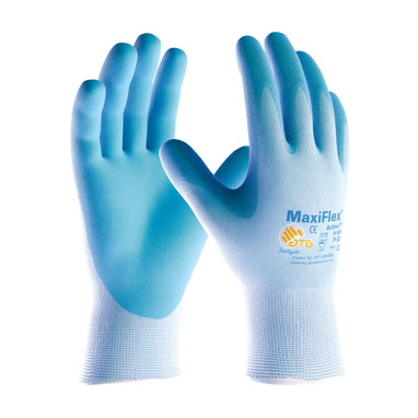 MaxiFlex Active Seamless Knit Nylon / Elastane Glove w/Ultra Lightweight Nitrile Coated MicroFoam Grip on Palm & Fingers - Light Blue - 1/DZ - 34-824