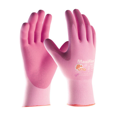 MaxiFlex Active Seamless Knit Nylon / Elastane Glove w/Ultra Lightweight Nitrile Coated MicroFoam Grip on Palm & Fingers - Pink - 1/DZ - 34-8264