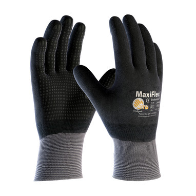 MaxiFlex Endurance Seamless Knit Nylon Glove w/Nitrile Coated MicroFoam Grip on Full H& - Micro Dot Palm - Touchscreen Compatible - Gray - 1/DZ - 34-846