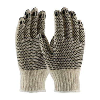 PIP Heavy Weight Seamless Knit Cotton/Polyester Glove w/PVC Dotted Grip - Double-Sided w/ Coated Fingertips - Natural - 1/DZ - 36-C330PDD