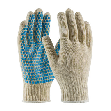 PIP Seamless Knit Cotton / Polyester Glove w/PVC Brick Pattern Grip - 7 Gauge - Natural - 20/DZ - 37-C110B