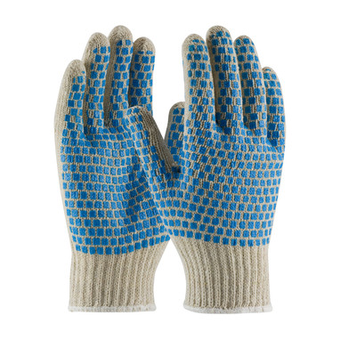 PIP Seamless Knit Cotton / Polyester Glove w/Double-Sided PVC Brick Pattern Grip - 7 Gauge - Natural - 20/DZ - 37-C110BB