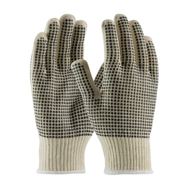 PIP Seamless Knit Cotton / Polyester Glove w/Double-Sided PVC Dot Grip - 10 Gauge - Natural - 20/DZ - 37-C2110PDD