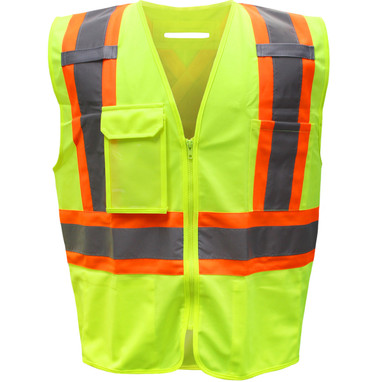 Boss ANSI Type R Class 2 Two-Tone Polyester Vest w/"D" Ring Access - Hi-Vis Yellow - 1/EA - 3PPN9200