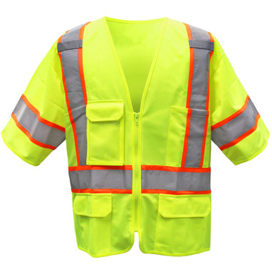 Boss Hi-Vis Apparel ANSI Type R Class 3 Two-Tone Vest - Solid Polyester - Yellow - 1/EA - 3PPN9300