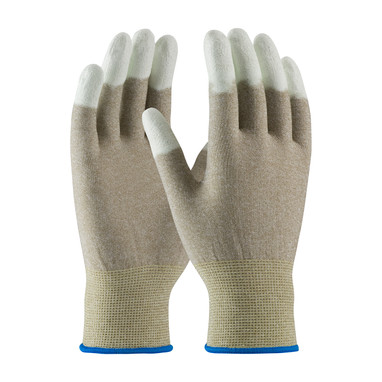 CleanTeam Seamless Knit Nylon / Copper Fiber Electrostatic Dissipative (ESD) Glove w/Polyurethane Coated Smooth Grip on Fingertips - Brown - 1/DZ - 40-6416