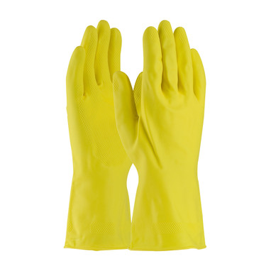 Assurance Unsupported Latex Canner  Unlined w/Raised Diamond Grip - 18 Mil - Yellow - 1/DZ - 47-L170Y