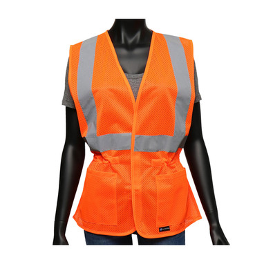 Viz-Up ANSI Type R Class 2 Women's Contoured Mesh Vest w/Adjustable Waist - Hi-Vis Orange - 1/EA - 47208